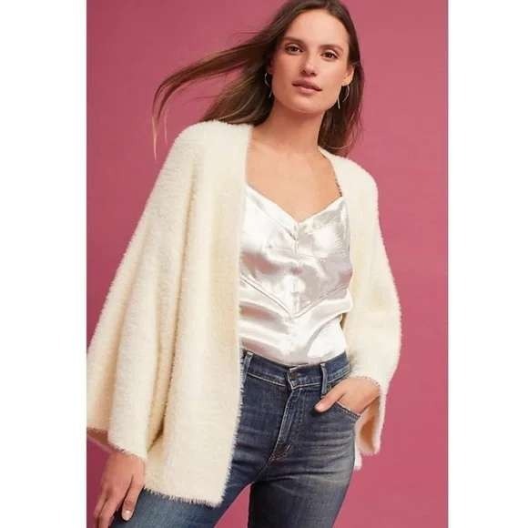 Anthropologie Sweaters - Anthropologie Cardigan Womens One Size Sleeping On Snow Fuzzy Cozy Night Bell